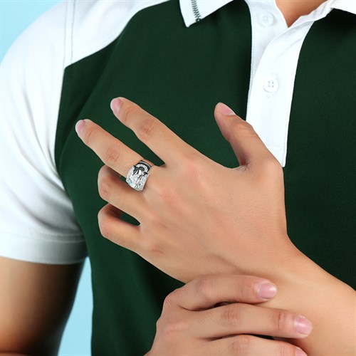 Nhẫn Bạc Nam Đính Đá Mạ Vàng Trắng AvaJi AVJ.R000331 Màu Bạc