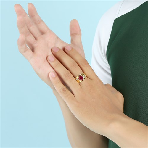 Nhẫn Bạc Nam Đính Đá Mạ Vàng 18K AvaJi AVJ.R000340 Màu Vàng