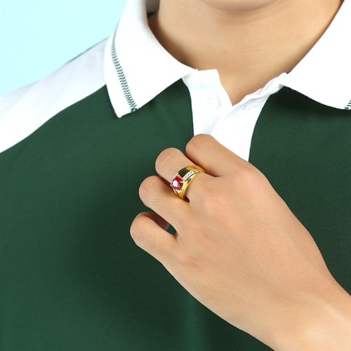 Nhẫn Bạc Nam Đính Đá Mạ Vàng 18K AvaJi AVJ.R000340 Màu Vàng