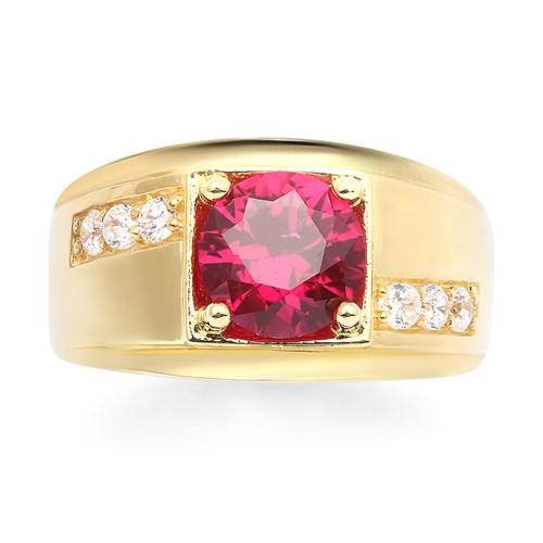 Nhẫn Bạc Nam Đính Đá Mạ Vàng 18K AvaJi AVJ.R000340 Màu Vàng