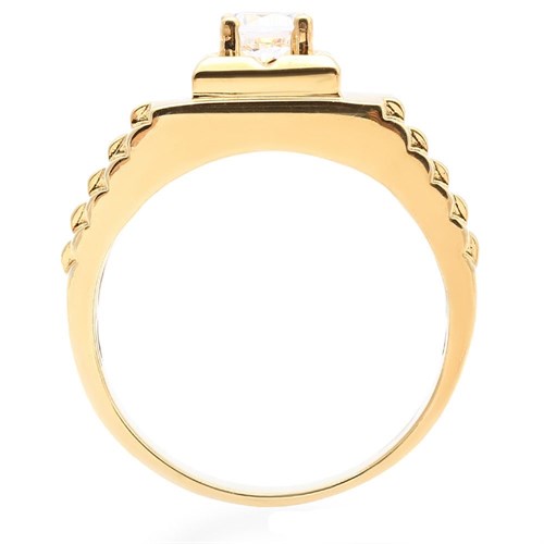 Nhẫn Bạc Nam Đính Đá Mạ Vàng 18K AvaJi AVJ.R000343 Màu Vàng