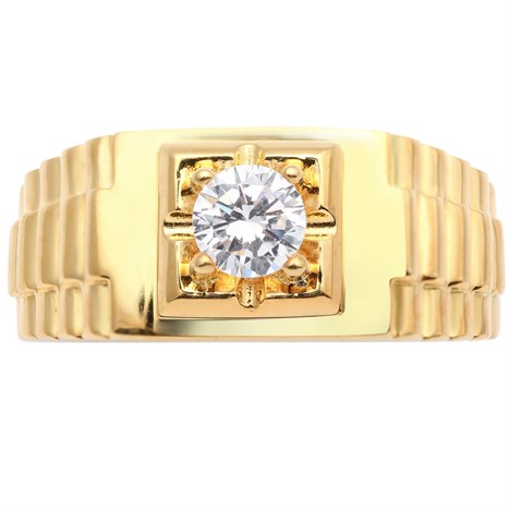 Nhẫn Bạc Nam Đính Đá Mạ Vàng 18K AvaJi AVJ.R000343 Màu Vàng