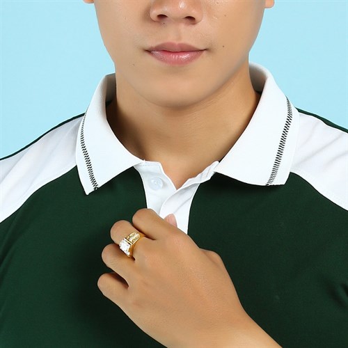 Nhẫn Bạc Nam Đính Đá Mạ Vàng 18K AvaJi AVJ.R000345 Màu Vàng