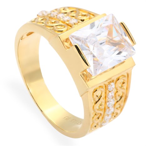 Nhẫn Bạc Nam Đính Đá Mạ Vàng 18K AvaJi AVJ.R000345