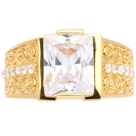 Nhẫn Bạc Nam Đính Đá Mạ Vàng 18K AvaJi AVJ.R000345 Màu Vàng