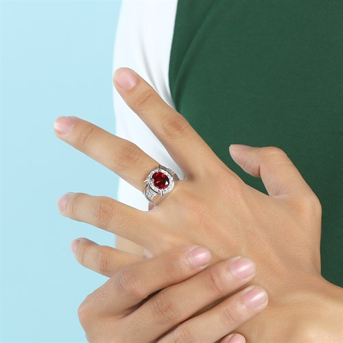 Nhẫn Bạc Nam Đính Đá Mạ Vàng Trắng AvaJi AVJ.R000346 Màu Bạc
