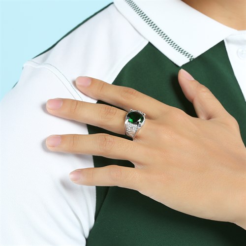 Nhẫn Bạc Nam Đính Đá Mạ Vàng Trắng AvaJi AVJ.R000347 Màu Bạc