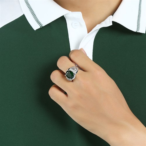 Nhẫn Bạc Nam Đính Đá Mạ Vàng Trắng AvaJi AVJ.R000347 Màu Bạc