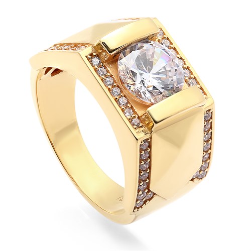 Nhẫn Bạc Nam Đính Đá Mạ Vàng 18K AvaJi AVJ.R000349