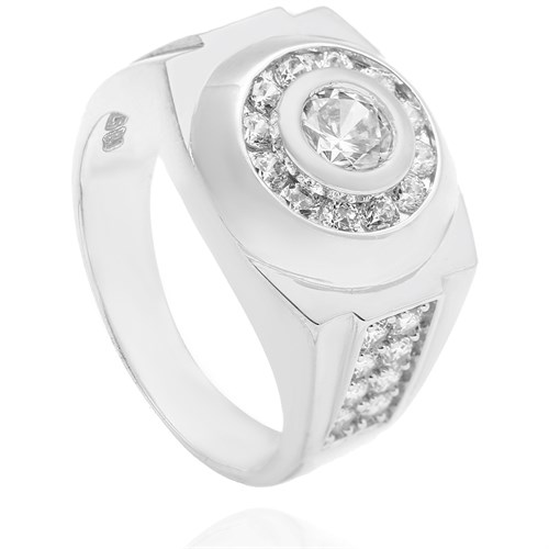 Nhẫn Bạc Nam Đính Đá Mạ Vàng Trắng AvaJi AVJ.R000353 Màu Bạc