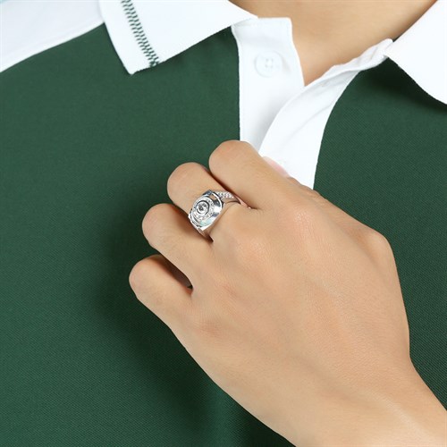 Nhẫn Bạc Nam Đính Đá Mạ Vàng Trắng AvaJi AVJ.R000353 Màu Bạc