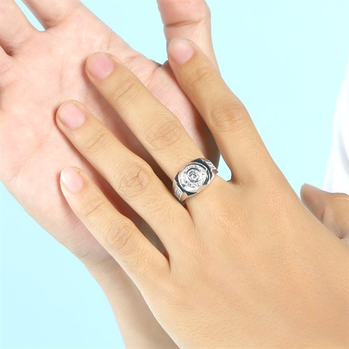 Nhẫn Bạc Nam Đính Đá Mạ Vàng Trắng AvaJi AVJ.R000353 Màu Bạc