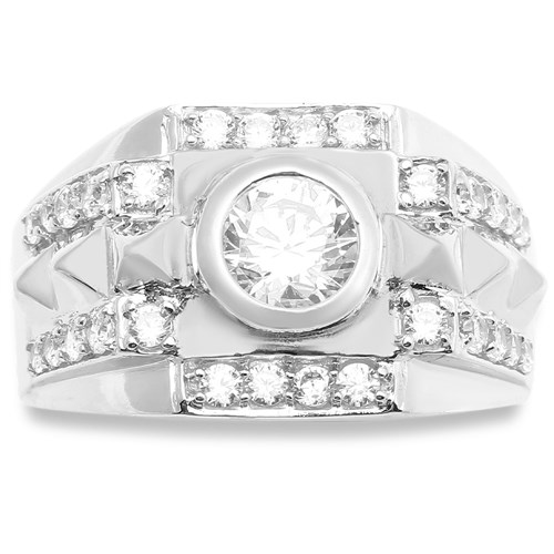 Nhẫn Bạc Nam Đính Đá Mạ Vàng Trắng AvaJi AVJ.R000358 Màu Bạc