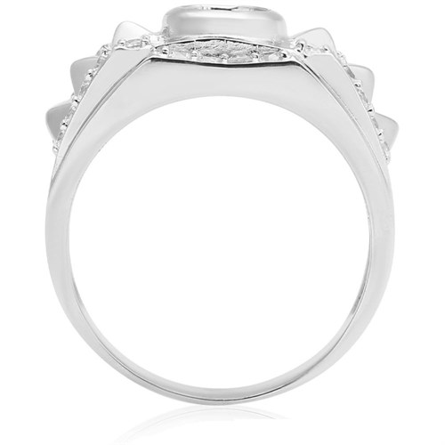 Nhẫn Bạc Nam Đính Đá Mạ Vàng Trắng AvaJi AVJ.R000358 Màu Bạc