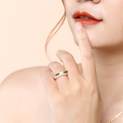 Nhẫn Bạc Nữ Đính Đá Mạ Vàng 18K AvaJi AVJ.R000364 Màu Vàng
