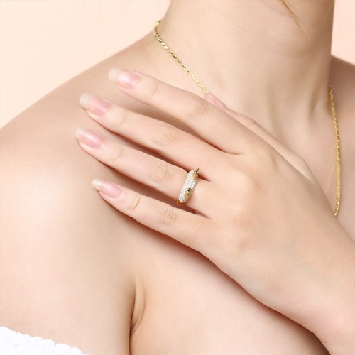 Nhẫn Bạc Nữ Đính Đá Mạ Vàng 18K AvaJi AVJ.R000364 Màu Vàng