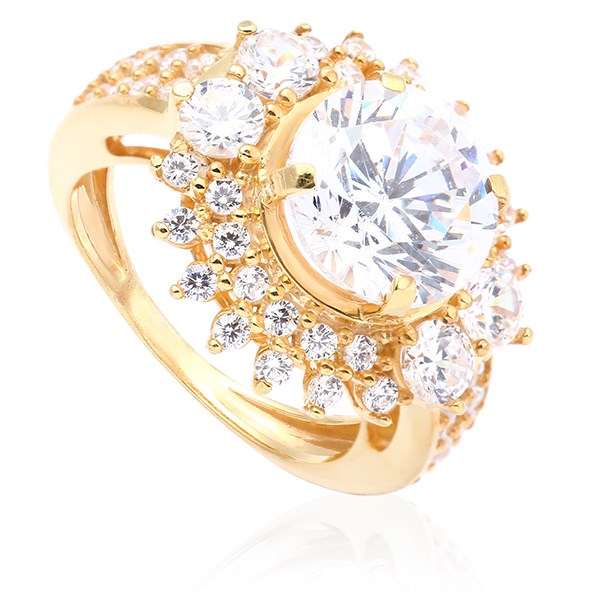 Nhẫn Bạc Nữ Đính Đá Mạ Vàng 18K AvaJi AVJ.R000370