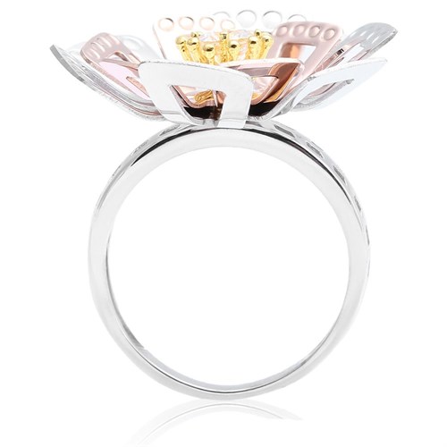 Nhẫn Bạc Nữ Đính Đá Mạ Vàng Trắng AvaJi AVJ.R000388 Màu Bạc