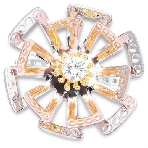 Nhẫn Bạc Nữ Đính Đá Mạ Vàng Trắng AvaJi AVJ.R000388 Màu Bạc