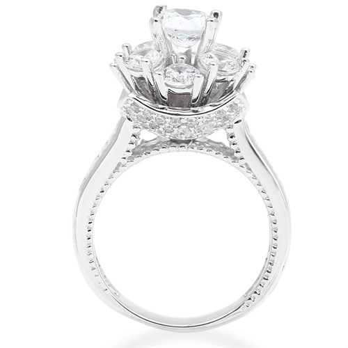 Nhẫn Bạc Nữ Đính Đá Mạ Vàng Trắng AvaJi AVJ.R000402 Màu Bạc