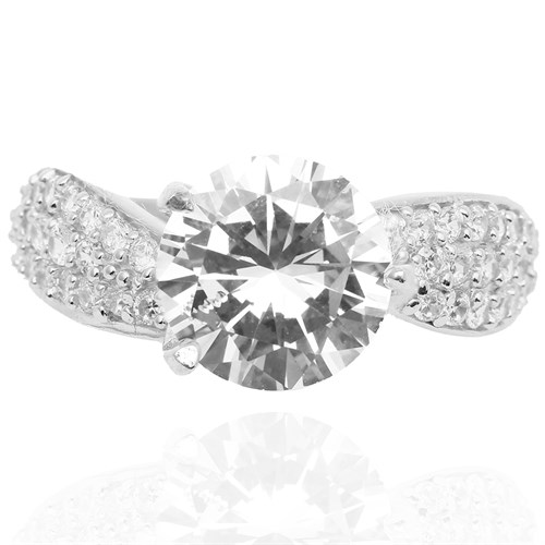 Nhẫn Bạc Nữ Đính Đá Mạ Vàng Trắng AvaJi AVJ.R000404 Màu Bạc