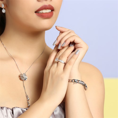 Nhẫn Bạc Nữ Đính Đá Mạ Vàng Trắng AvaJi AVJ.R000404 Màu Bạc