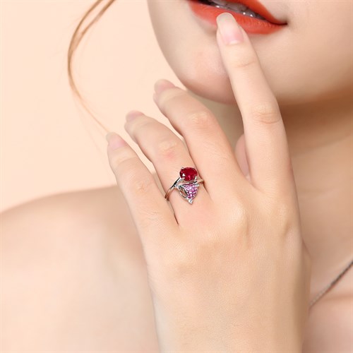 Nhẫn Bạc Nữ Đính Đá Mạ Vàng Trắng AvaJi AVJ.R000412 Màu Bạc