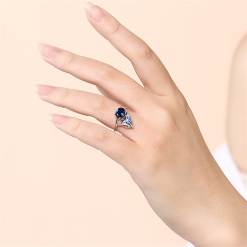 Nhẫn Bạc Nữ Đính Đá Mạ Vàng Trắng AvaJi AVJ.R000414 Màu Bạc