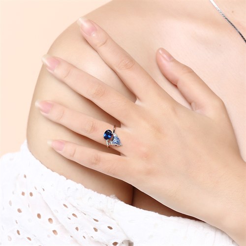 Nhẫn Bạc Nữ Đính Đá Mạ Vàng Trắng AvaJi AVJ.R000414 Màu Bạc