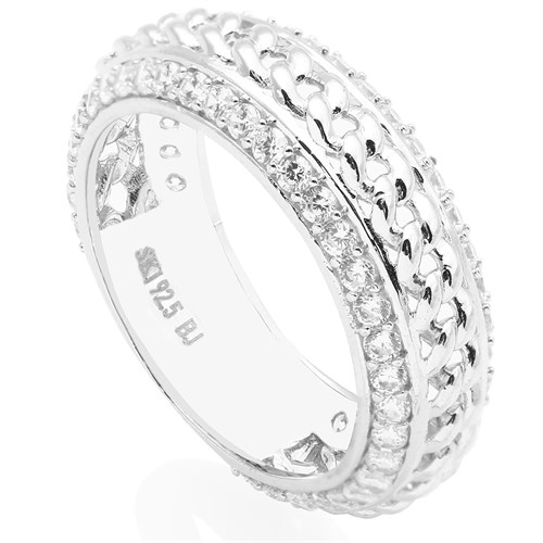 Nhẫn Bạc Nữ Đính Đá Mạ Vàng Trắng AvaJi AVJ.R000425 Màu Bạc