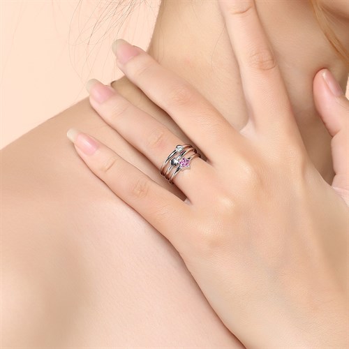 Nhẫn Bạc Nữ Đính Đá Mạ Vàng Trắng AvaJi AVJ.R000430 Màu Bạc