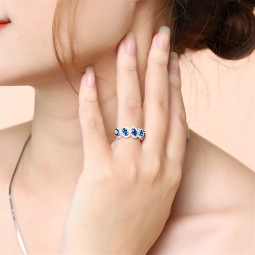Nhẫn Bạc Nữ Đính Đá Mạ Vàng Trắng AvaJi AVJ.R000438 Màu Bạc