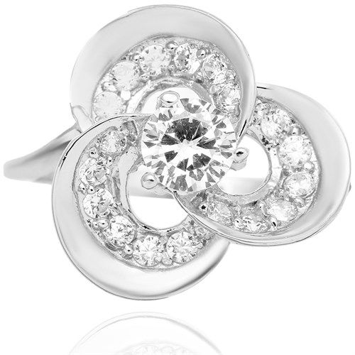 Nhẫn Bạc Nữ Đính Đá Mạ Vàng Trắng AvaJi AVJ.R000441 Màu Bạc