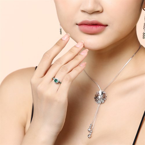 Nhẫn Bạc Nữ Đính Đá Mạ Vàng Trắng AvaJi AVJ.R000458 Màu Bạc