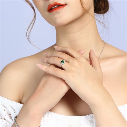 Nhẫn Bạc Nữ Đính Đá Mạ Vàng Trắng AvaJi AVJ.R000465 Màu Bạc