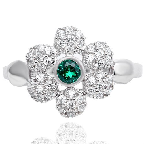 Nhẫn Bạc Nữ Đính Đá Mạ Vàng Trắng AvaJi AVJ.R000468 Màu Bạc