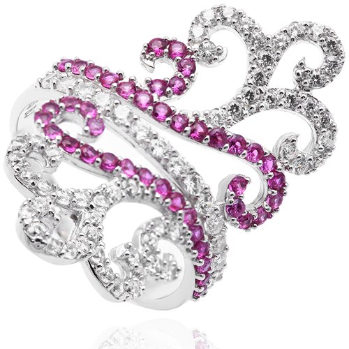 Nhẫn Bạc Nữ Đính Đá Mạ Vàng Trắng AvaJi AVJ.R000475 Màu Bạc