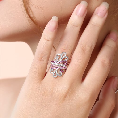 Nhẫn Bạc Nữ Đính Đá Mạ Vàng Trắng AvaJi AVJ.R000475 Màu Bạc