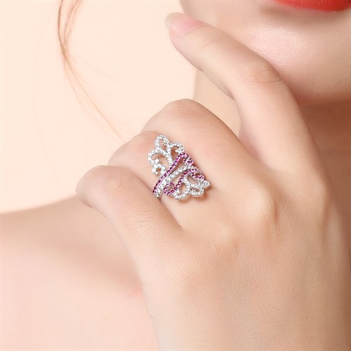 Nhẫn Bạc Nữ Đính Đá Mạ Vàng Trắng AvaJi AVJ.R000475 Màu Bạc