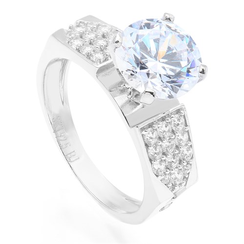 Nhẫn Bạc Nữ Đính Đá Mạ Vàng Trắng AvaJi AVJ.R000483 Màu Bạc