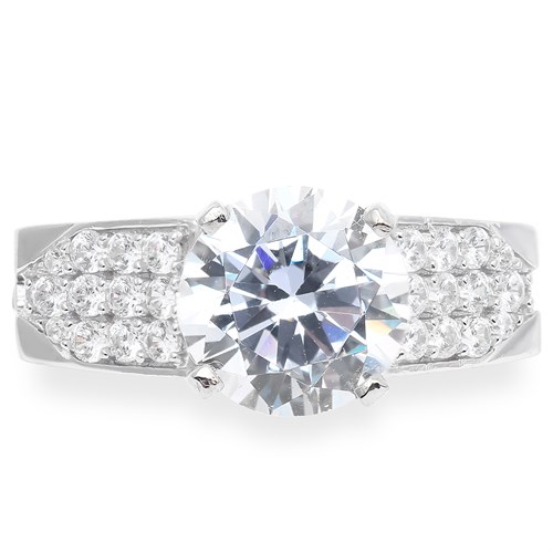 Nhẫn Bạc Nữ Đính Đá Mạ Vàng Trắng AvaJi AVJ.R000483 Màu Bạc