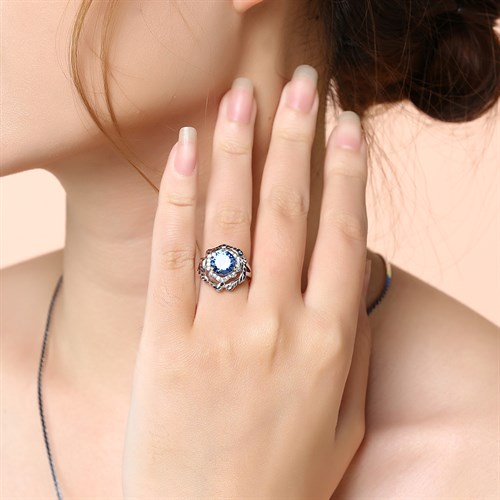 Nhẫn Bạc Nữ Đính Đá Mạ Vàng Trắng AvaJi AVJ.R000489 Màu Bạc