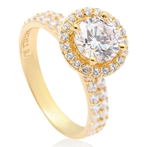 Nhẫn Bạc Nữ Đính Đá Mạ Vàng 18K AvaJi AVJ.R000495