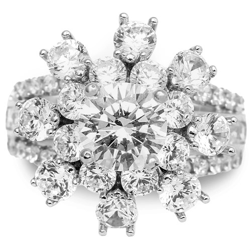 Nhẫn Bạc Nữ Đính Đá Mạ Vàng Trắng AvaJi AVJ.R000500 Màu Bạc