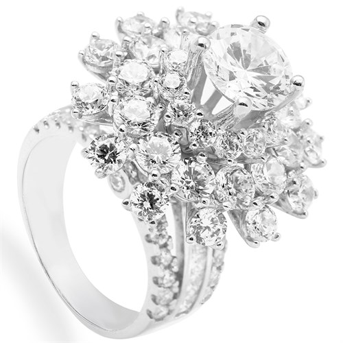 Nhẫn Bạc Nữ Đính Đá Mạ Vàng Trắng AvaJi AVJ.R000503 Màu Bạc