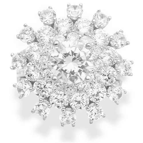 Nhẫn Bạc Nữ Đính Đá Mạ Vàng Trắng AvaJi AVJ.R000503 Màu Bạc