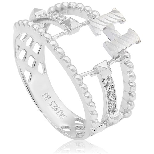 Nhẫn Bạc Nữ Đính Đá Mạ Vàng Trắng AvaJi AVJ.R000511 Màu Bạc