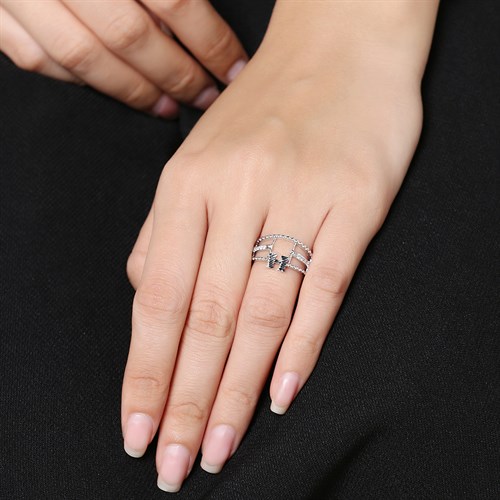 Nhẫn Bạc Nữ Đính Đá Mạ Vàng Trắng AvaJi AVJ.R000511 Màu Bạc