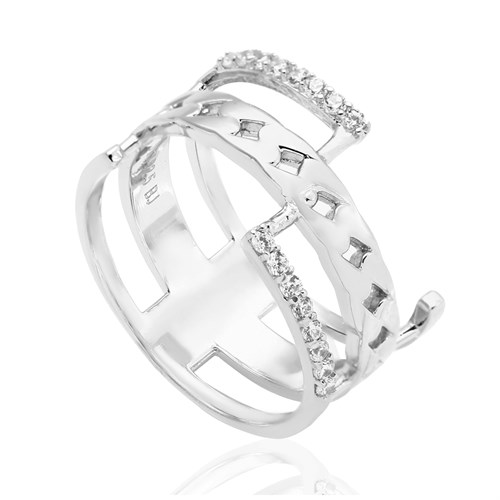 Nhẫn Bạc Nữ Đính Đá Mạ Vàng Trắng AvaJi AVJ.R000514 Màu Bạc