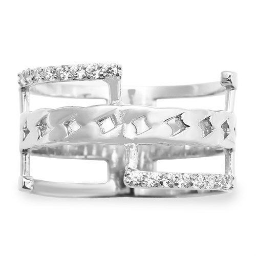 Nhẫn Bạc Nữ Đính Đá Mạ Vàng Trắng AvaJi AVJ.R000514 Màu Bạc